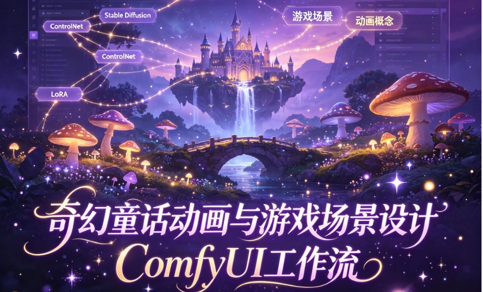 奇幻童话动画小说风景游戏场景设计生成ComfyUI工作流-未央阁资源网