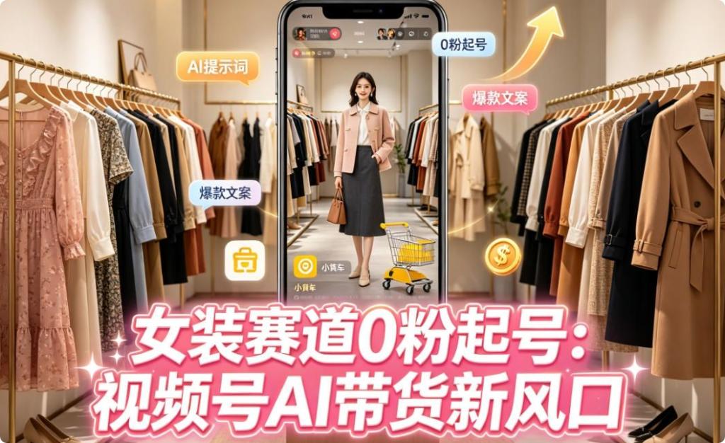 女装赛道0粉起号：AI带货新风口，全套提示词。-未央阁资源网