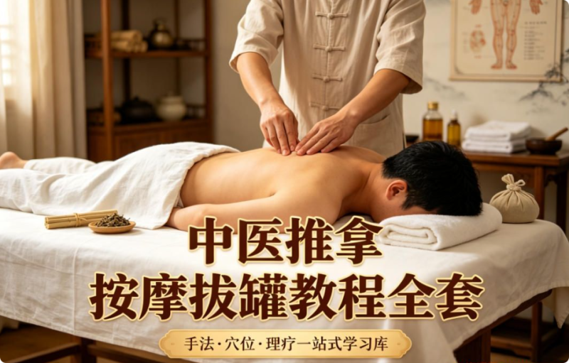 中医推拿按摩拔罐教程全套：手法·穴位·理疗一站式学习库-未央阁资源网
